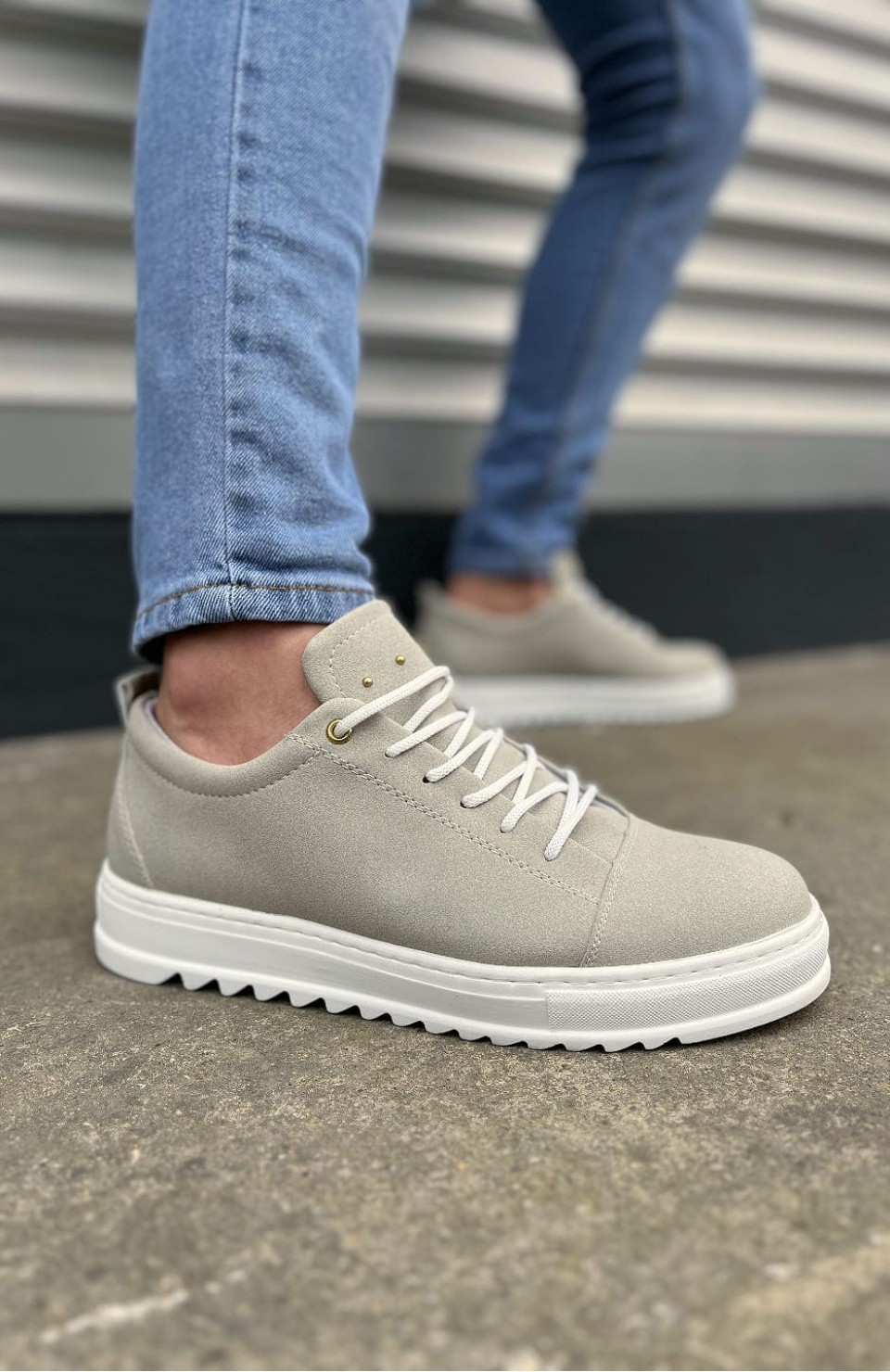 JY152 Cool Bağcıklı Süet Erkek Günlük Spor Klasik Ayakkabı SBT - Gri