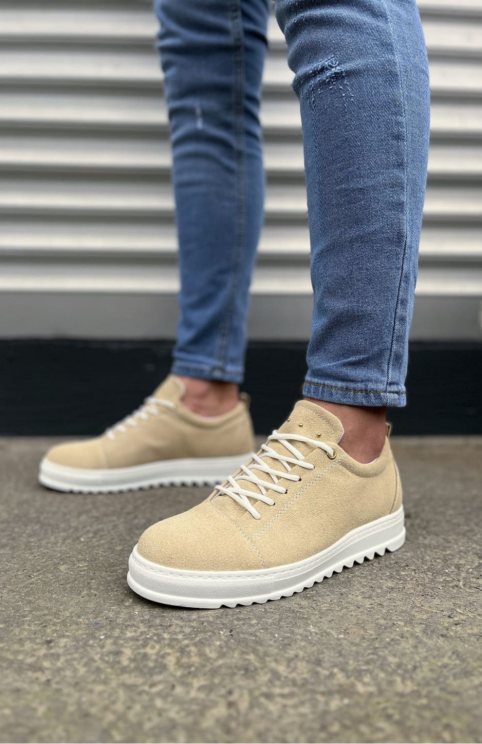 JY152 Cool Bağcıklı Süet Erkek Günlük Spor Klasik Ayakkabı SBT - Krem