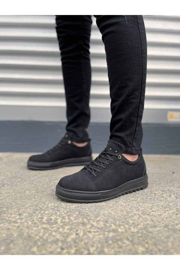 JY152 Cool Bağcıklı Süet Erkek Günlük Spor Klasik Ayakkabı SST - Siyah