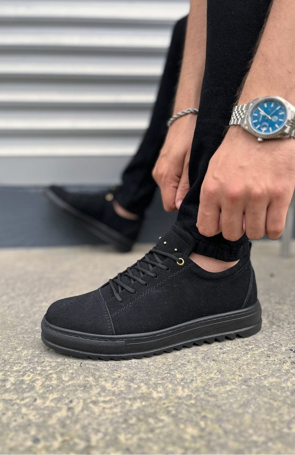 JY152 Cool Bağcıklı Süet Erkek Günlük Spor Klasik Ayakkabı SST - Siyah