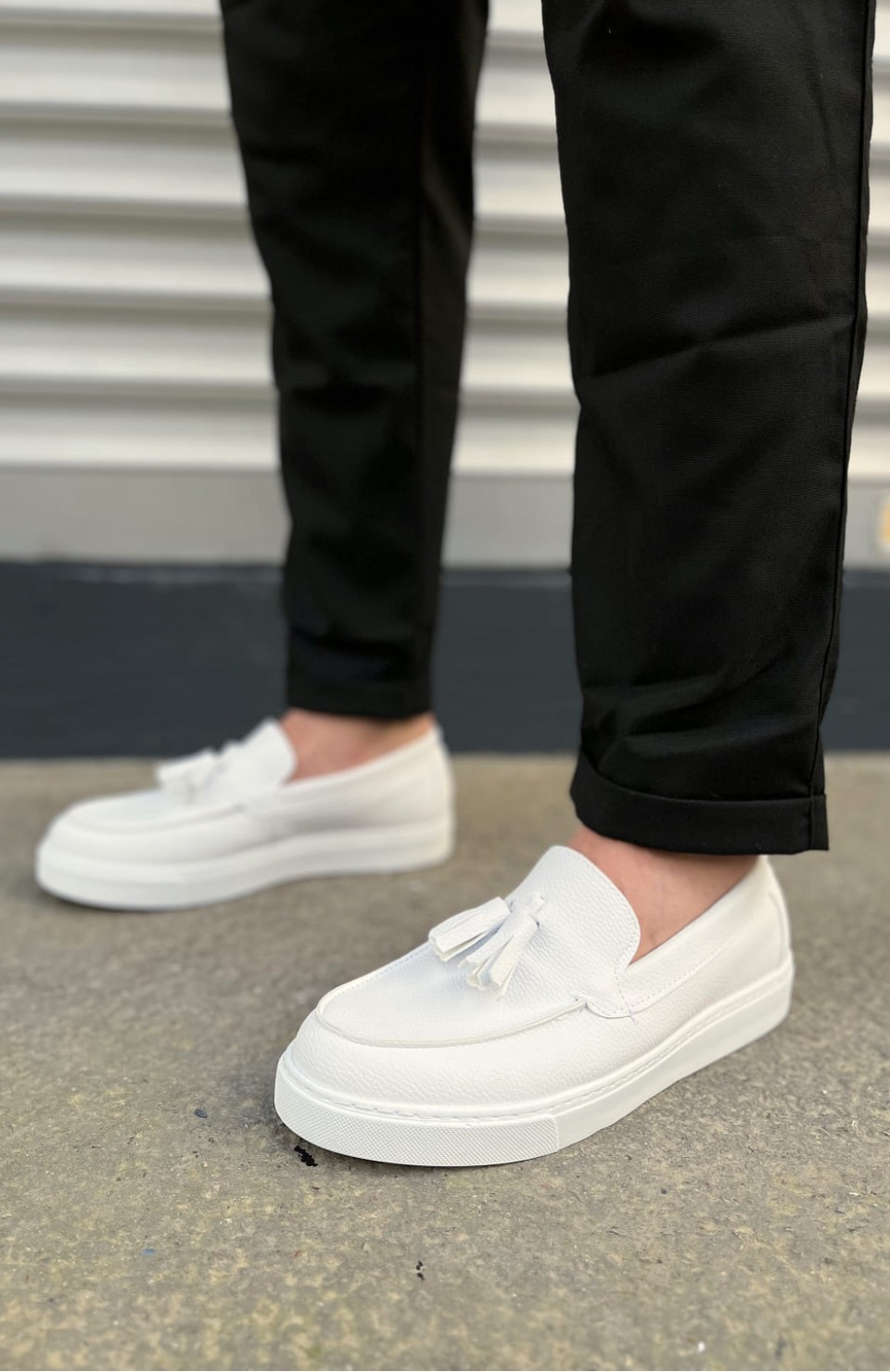 JY153 Bloom Bağcıksız Püsküllü Cilt Erkek Günlük Spor Klasik Ayakkabı CBT - Beyaz