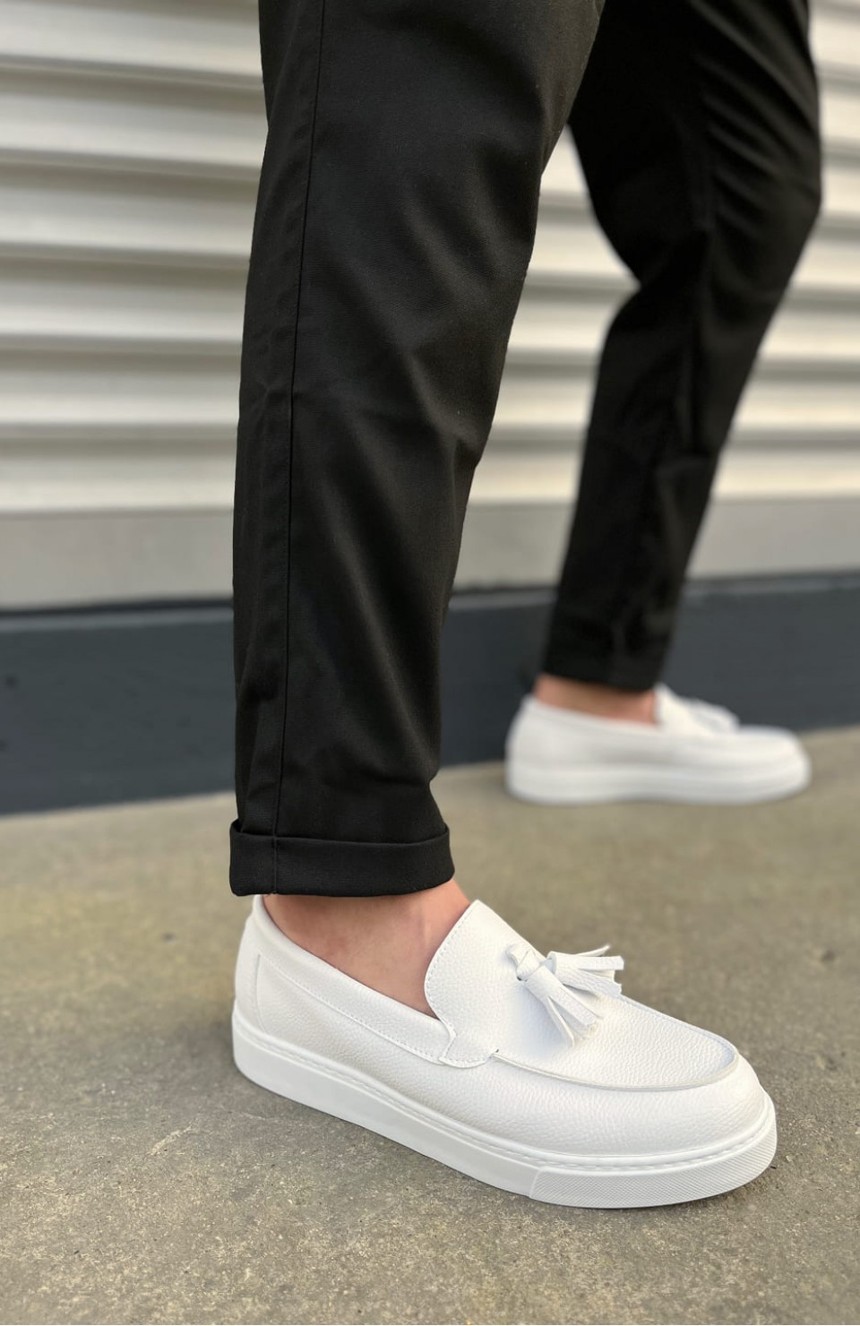 JY153 Bloom Bağcıksız Püsküllü Cilt Erkek Günlük Spor Klasik Ayakkabı CBT - Beyaz