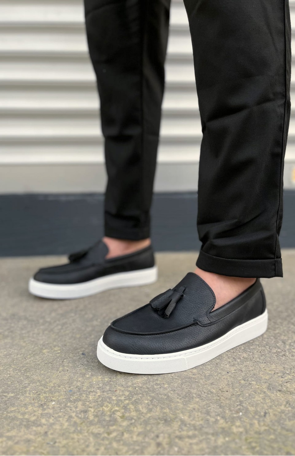 JY153 Bloom Bağcıksız Püsküllü Cilt Erkek Günlük Spor Klasik Ayakkabı CBT - Siyah