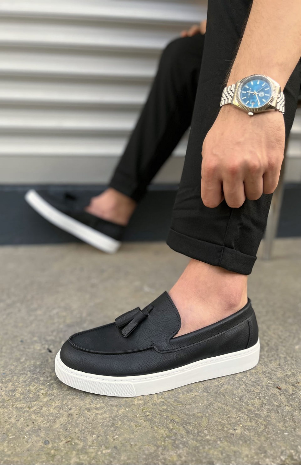 JY153 Bloom Bağcıksız Püsküllü Cilt Erkek Günlük Spor Klasik Ayakkabı CBT - Siyah