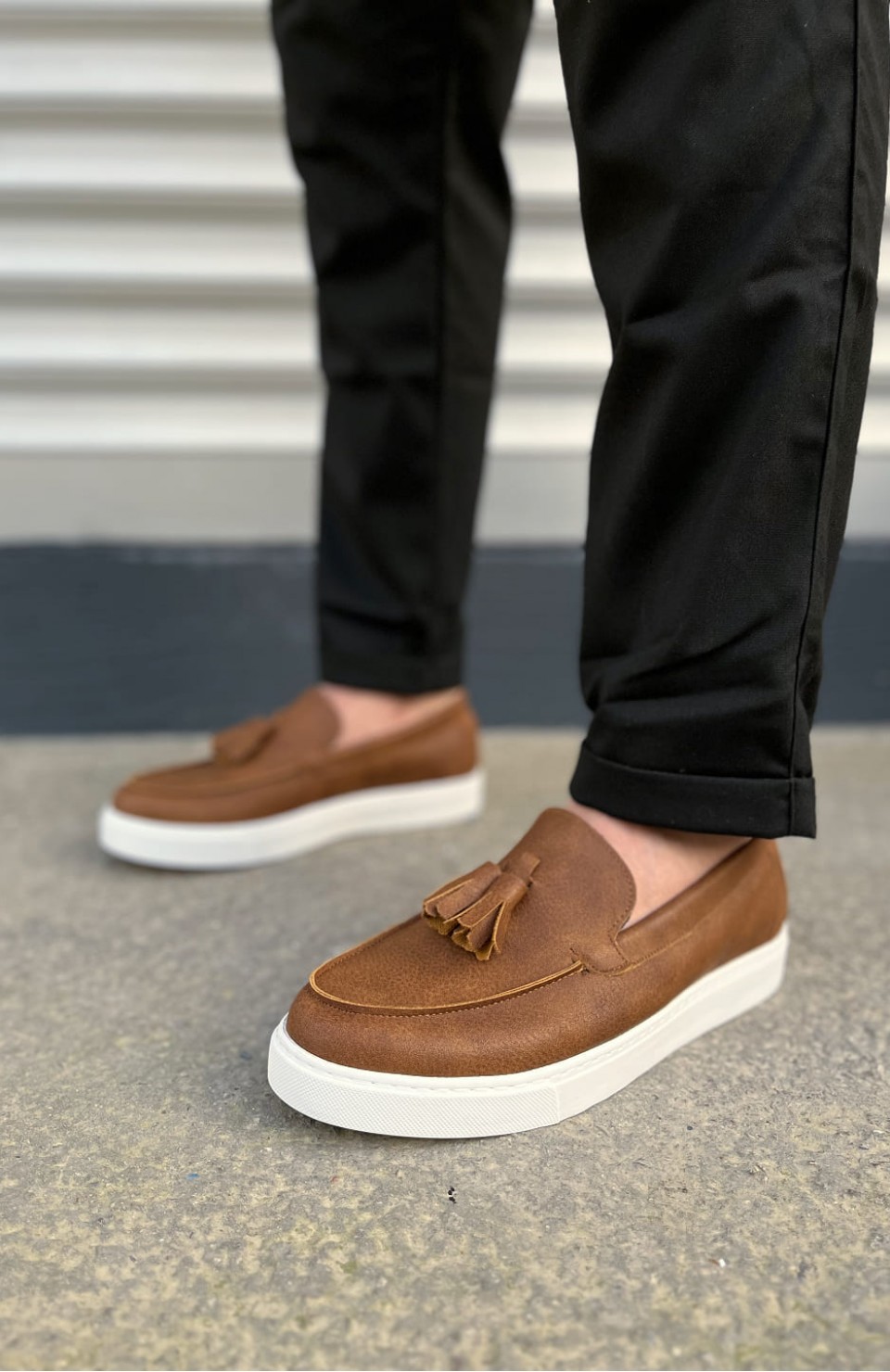 JY153 Bloom Bağcıksız Püsküllü Cilt Erkek Günlük Spor Klasik Ayakkabı CBT - Taba