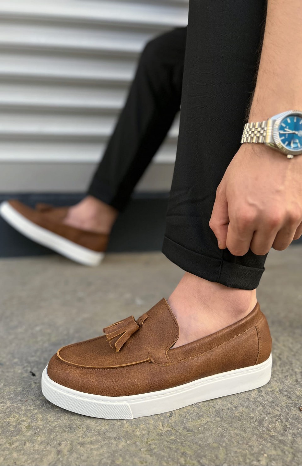 JY153 Bloom Bağcıksız Püsküllü Cilt Erkek Günlük Spor Klasik Ayakkabı CBT - Taba