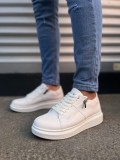 JY155 Warrior Bağcıklı ve Fermuarlı Cilt Erkek Günlük Sneaker Ayakkabı CBT - Beyaz