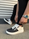 JY155 Warrior Bağcıklı ve Fermuarlı Cilt Erkek Günlük Sneaker Ayakkabı CBT - Beyaz/Siyah