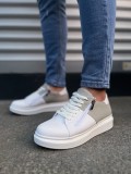 JY155 Warrior Bağcıklı ve Fermuarlı Cilt Süet Erkek Günlük Sneaker Ayakkabı CSBT - Beyaz/Gri