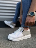 JY155 Warrior Bağcıklı ve Fermuarlı Cilt Süet Erkek Günlük Sneaker Ayakkabı CSBT - Beyaz/Gri