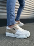 JY155 Warrior Bağcıklı ve Fermuarlı Cilt Süet Erkek Günlük Sneaker Ayakkabı CSBT - Beyaz/Krem