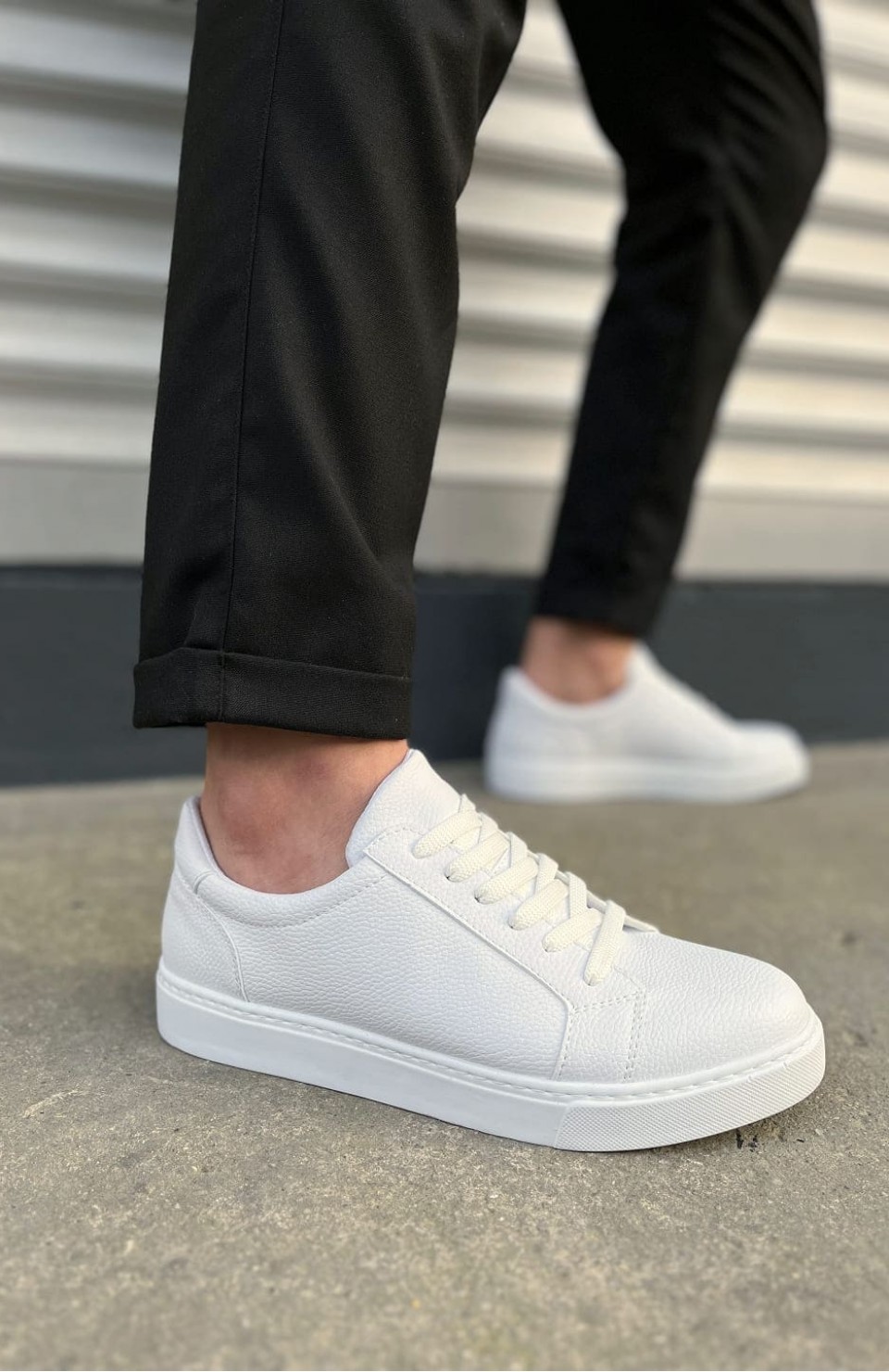 JY165 Elite Bağcıklı Cilt Erkek Günlük Sneaker Ayakkabı CBT - Beyaz