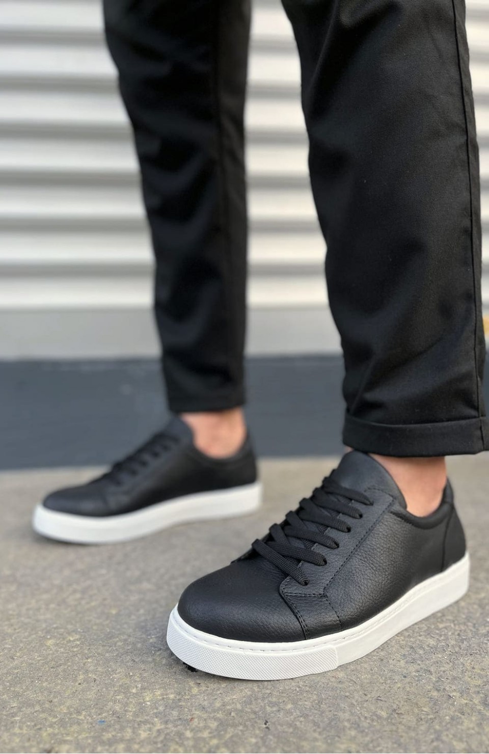 JY165 Elite Bağcıklı Cilt Erkek Günlük Sneaker Ayakkabı CBT - Siyah