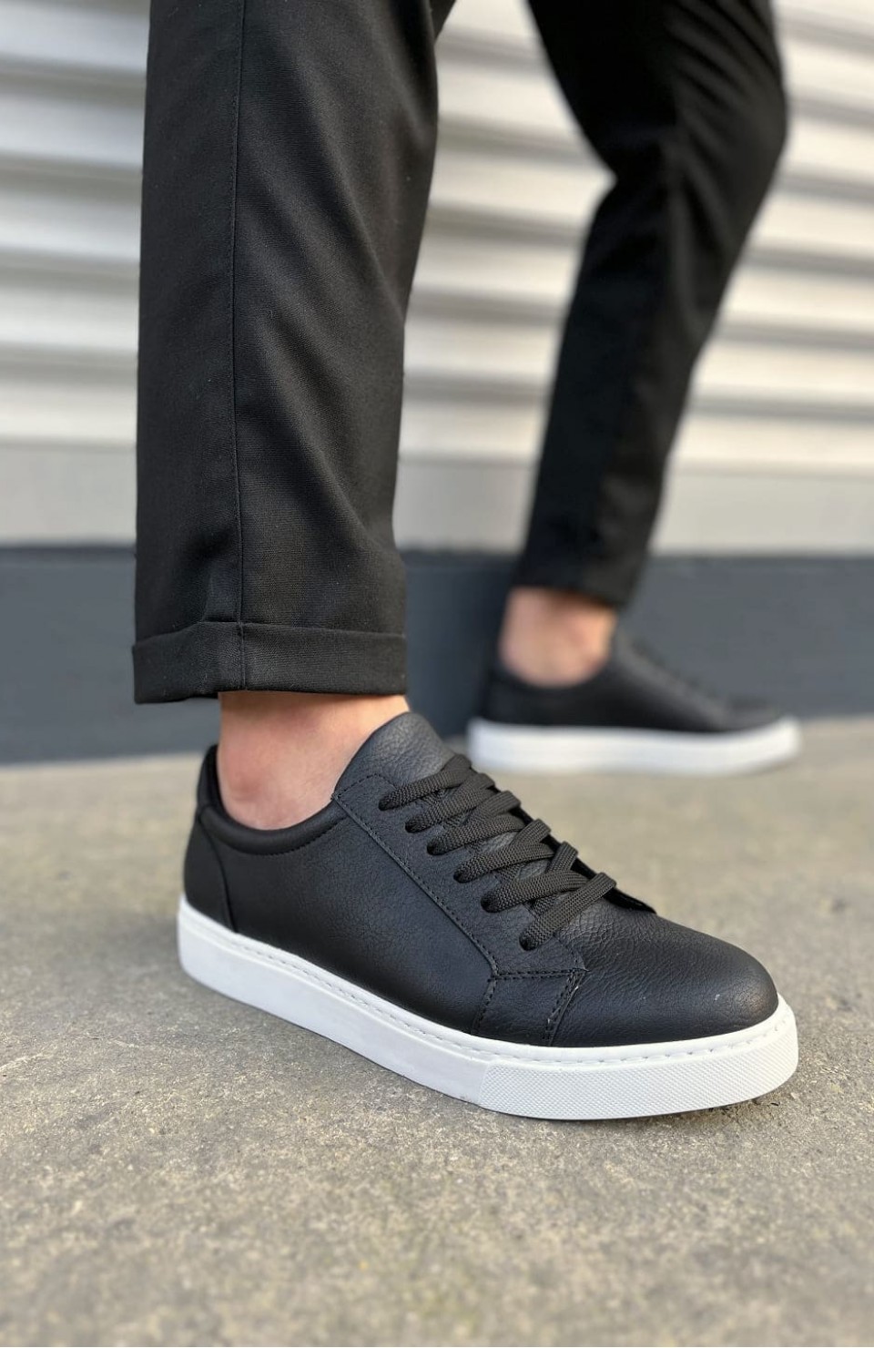 JY165 Elite Bağcıklı Cilt Erkek Günlük Sneaker Ayakkabı CBT - Siyah