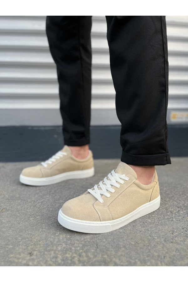 JY165 Elite Bağcıklı Süet Erkek Günlük Sneaker Ayakkabı SBT - Krem