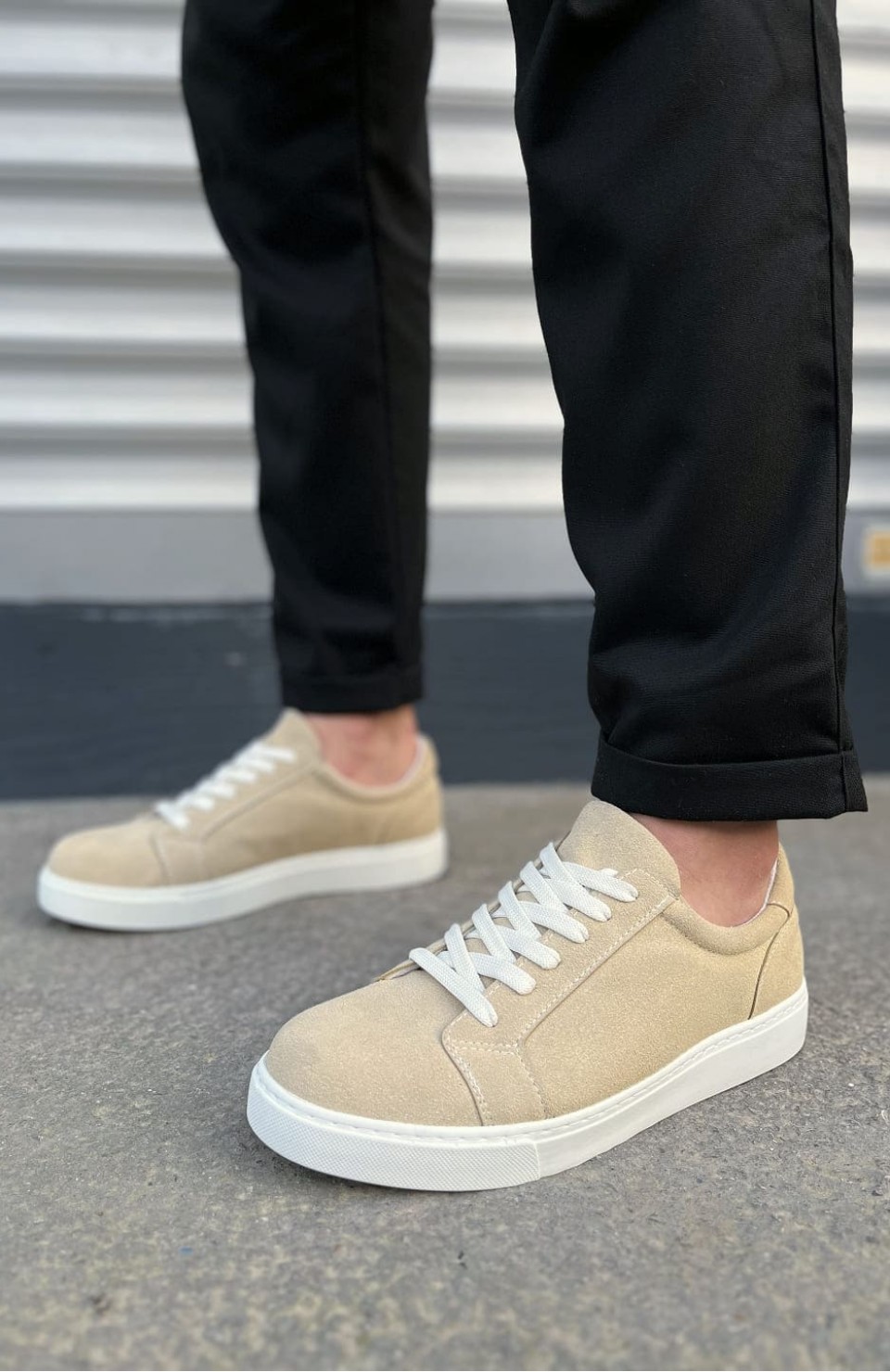 JY165 Elite Bağcıklı Süet Erkek Günlük Sneaker Ayakkabı SBT - Krem