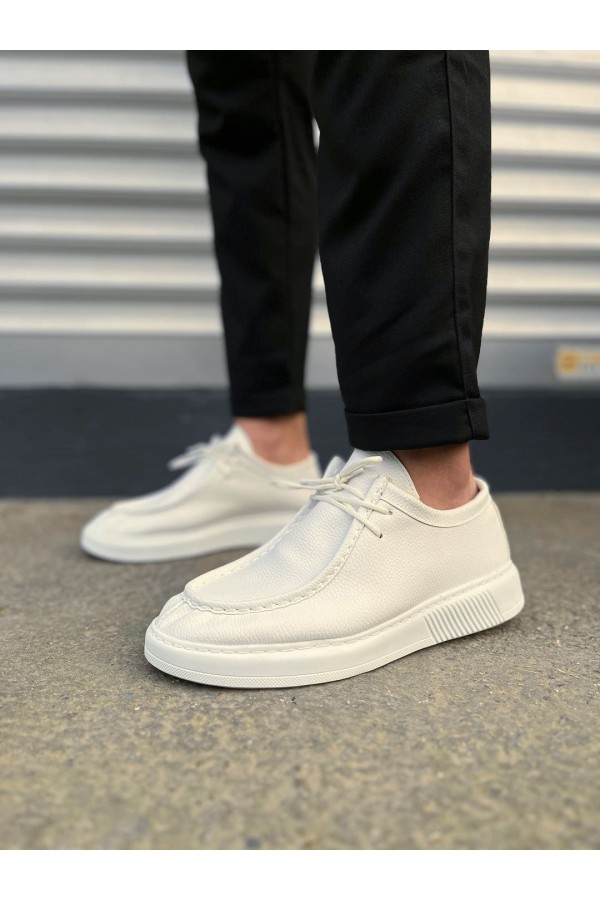 JY170 Tornado Bağcıklı Cilt Erkek Günlük Spor Klasik Ayakkabı CBT - Beyaz