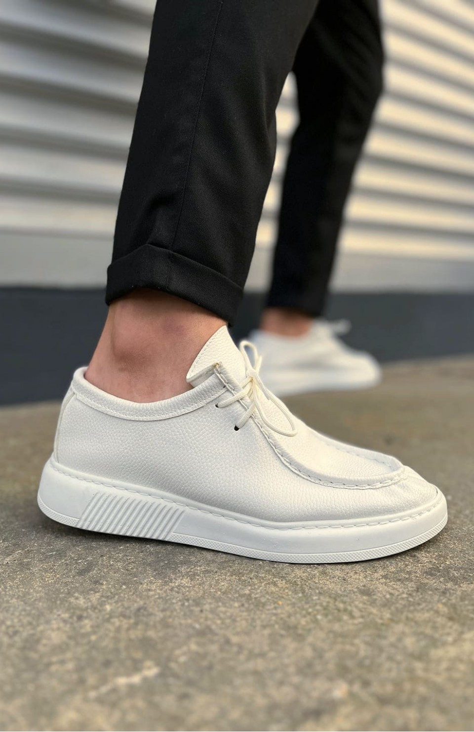 JY170 Tornado Bağcıklı Cilt Erkek Günlük Spor Klasik Ayakkabı CBT - Beyaz