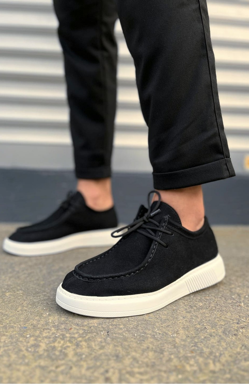 JY170 Tornado Bağcıklı Süet Erkek Günlük Spor Klasik Ayakkabı SBT - Siyah