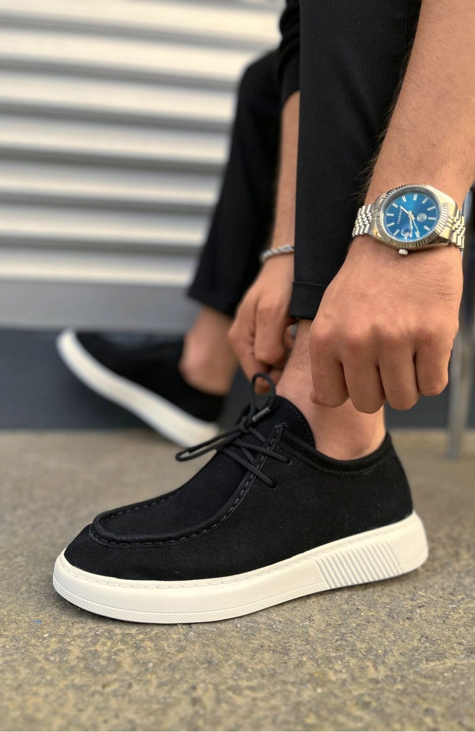 JY170 Tornado Bağcıklı Süet Erkek Günlük Spor Klasik Ayakkabı SBT - Siyah