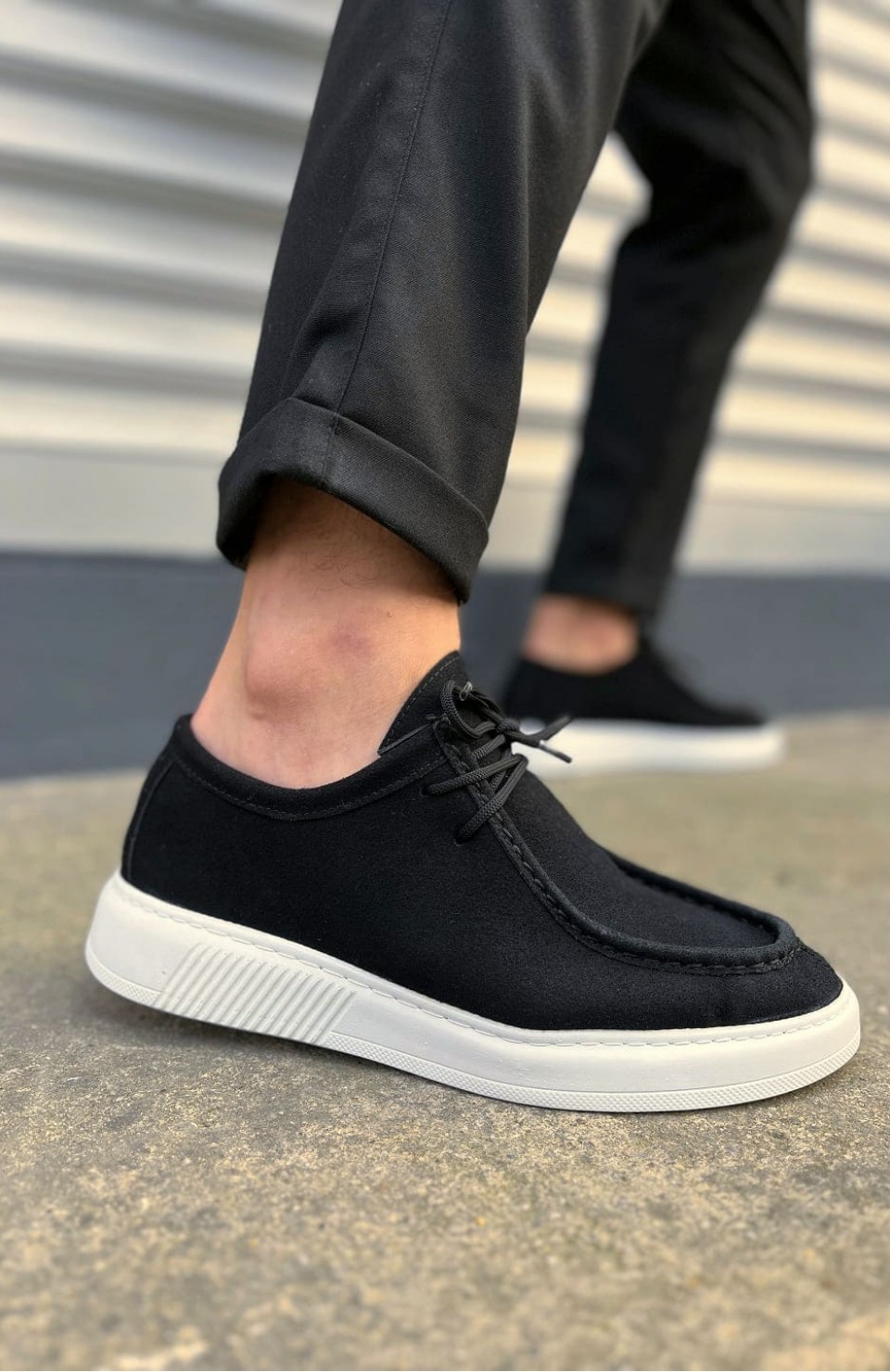 JY170 Tornado Bağcıklı Süet Erkek Günlük Spor Klasik Ayakkabı SBT - Siyah