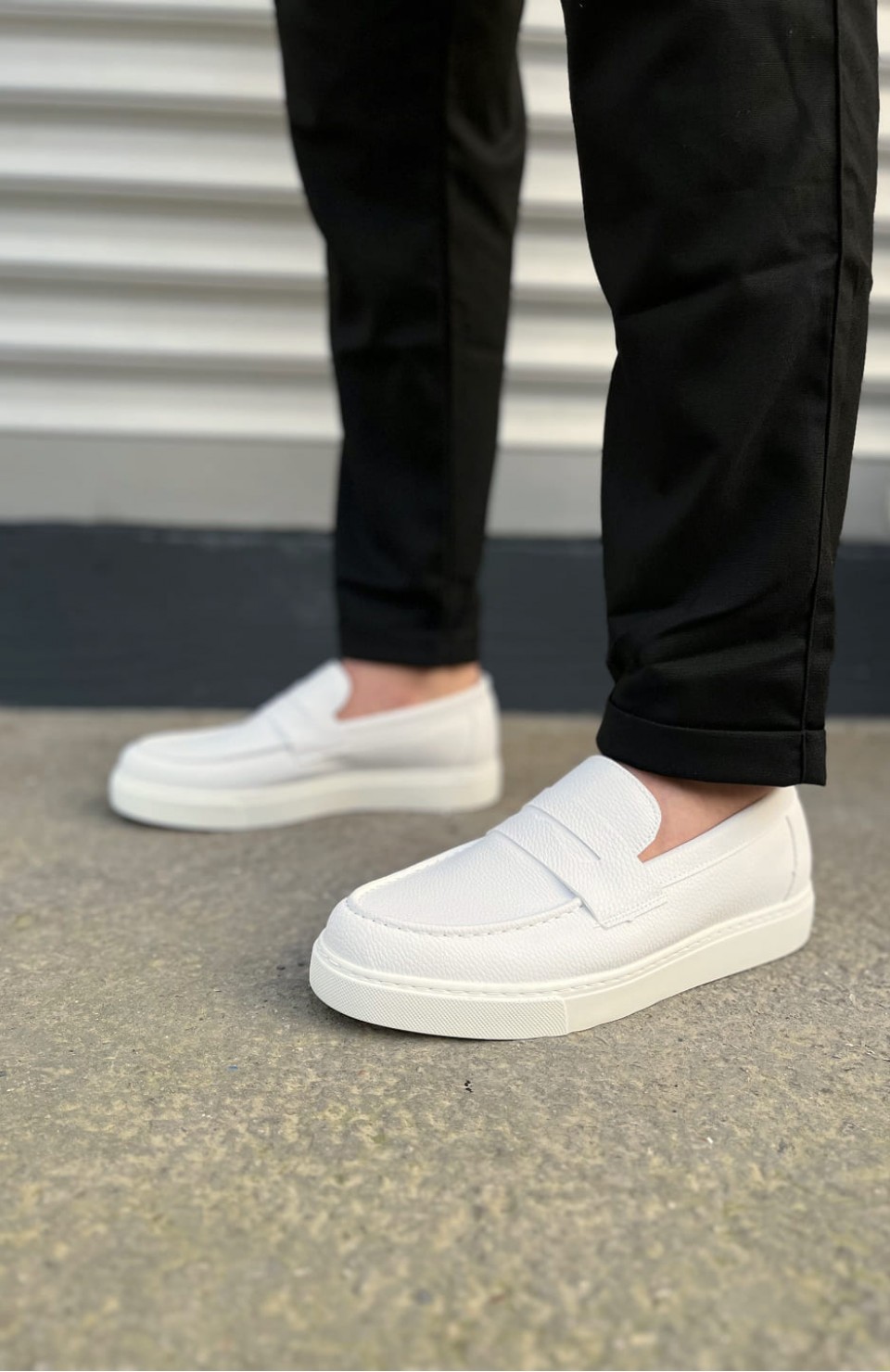 JY180 Estilo X Bağcıksız Cilt Erkek Günlük Spor Klasik Ayakkabı CBT - Beyaz Somersan Giyim | Kadın, Erkek ve Çocuk Moda