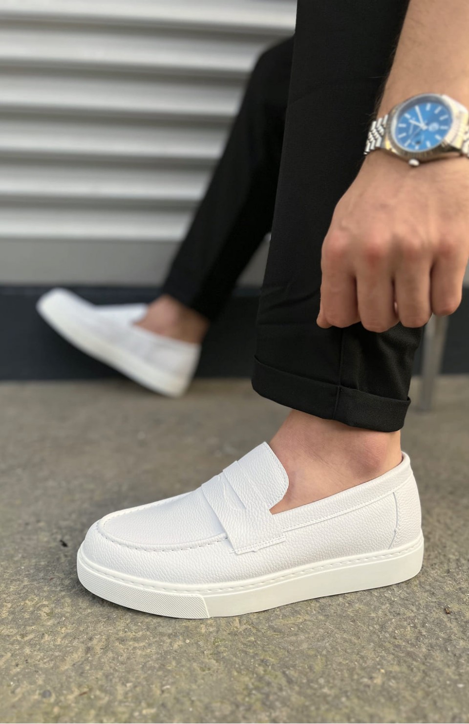 JY180 Estilo X Bağcıksız Cilt Erkek Günlük Spor Klasik Ayakkabı CBT - Beyaz