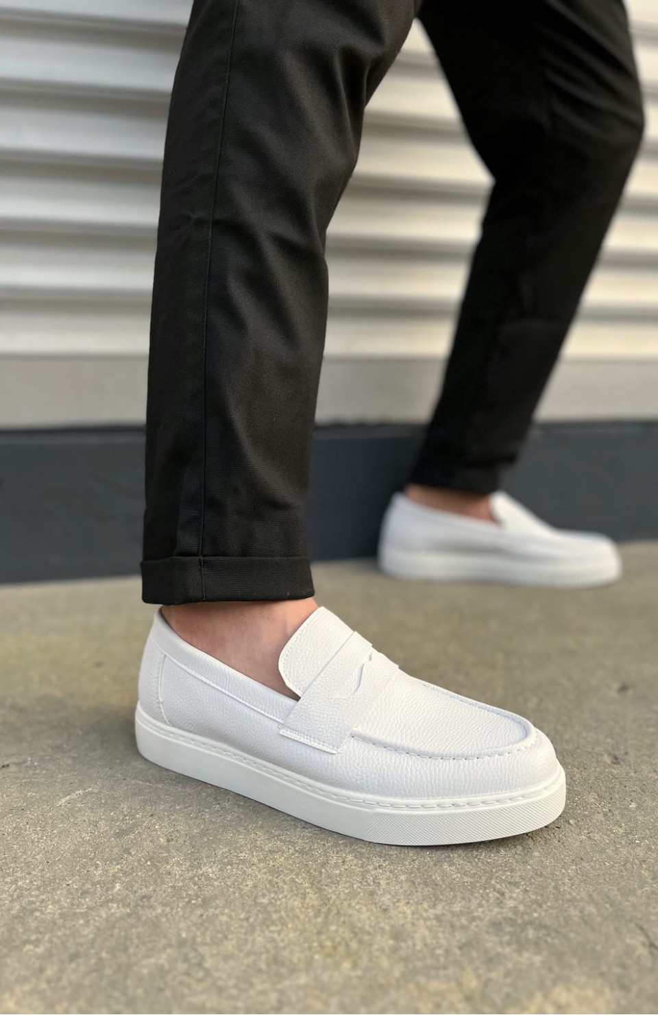 JY180 Estilo X Bağcıksız Cilt Erkek Günlük Spor Klasik Ayakkabı CBT - Beyaz