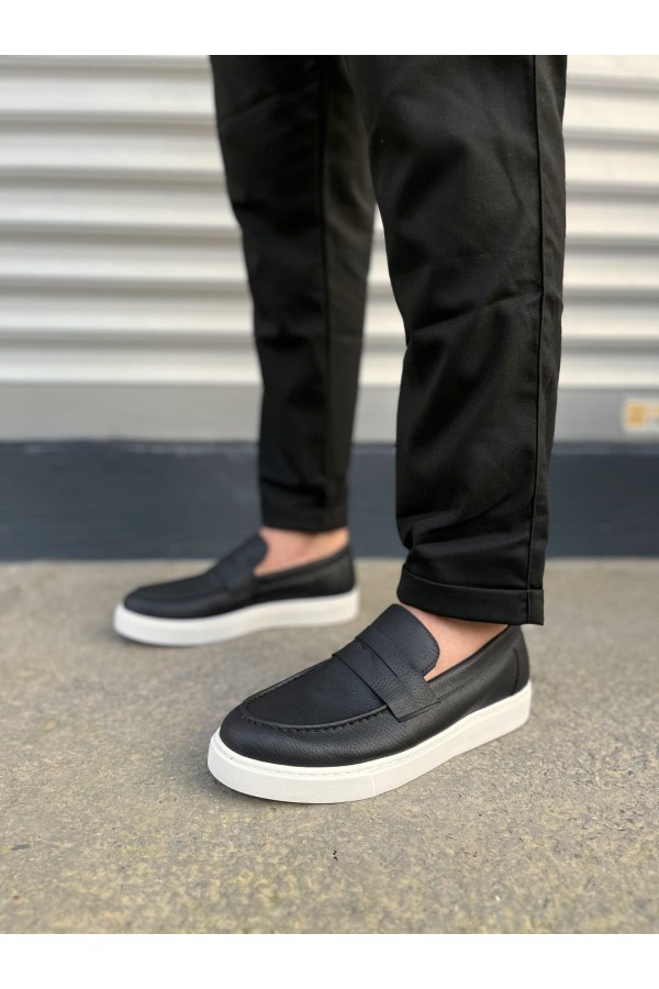 JY180 Estilo X Bağcıksız Cilt Erkek Günlük Spor Klasik Ayakkabı CBT - Siyah