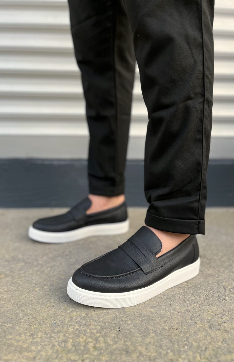 JY180 Estilo X Bağcıksız Cilt Erkek Günlük Spor Klasik Ayakkabı CBT - Siyah