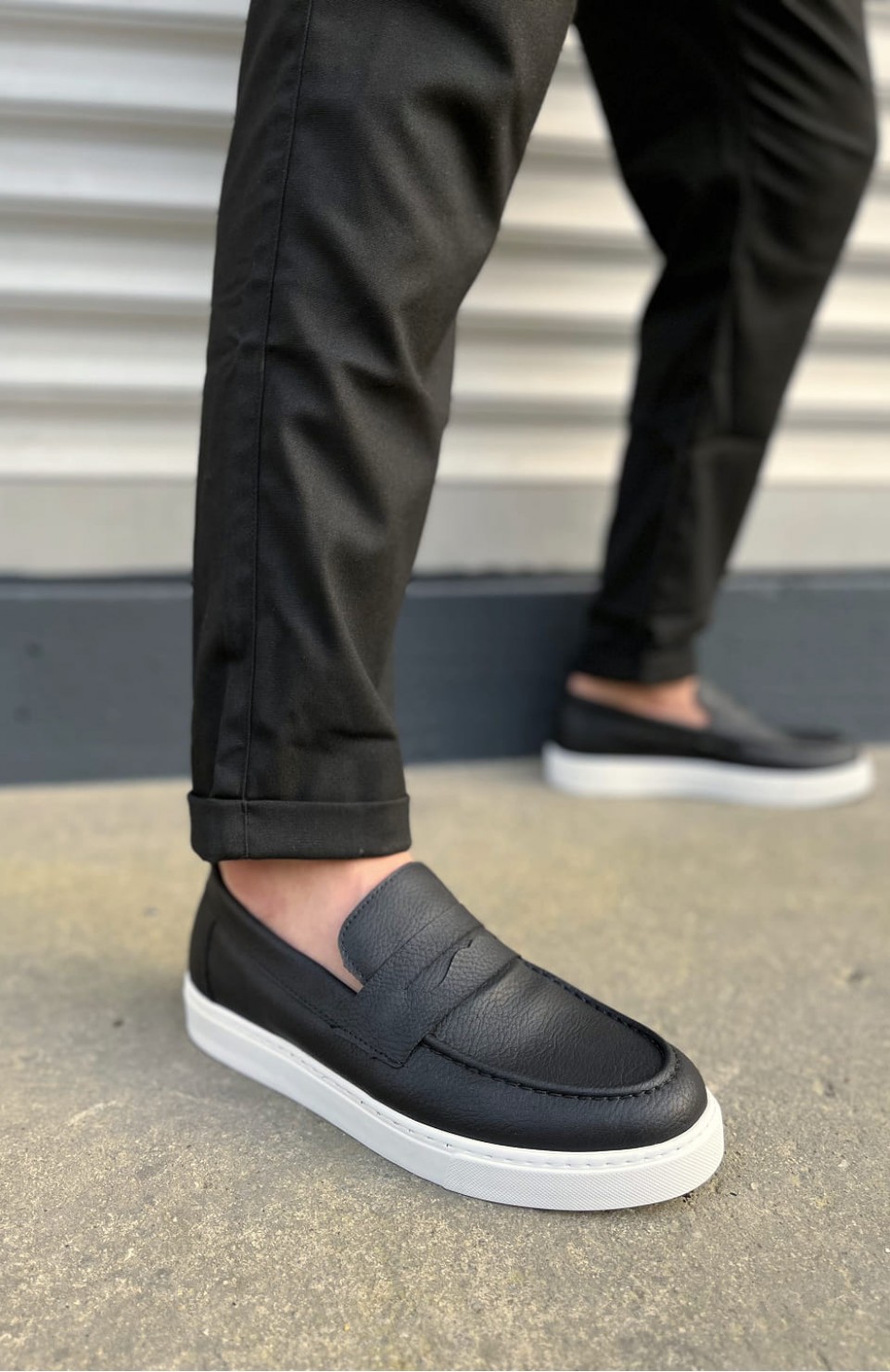 JY180 Estilo X Bağcıksız Cilt Erkek Günlük Spor Klasik Ayakkabı CBT - Siyah