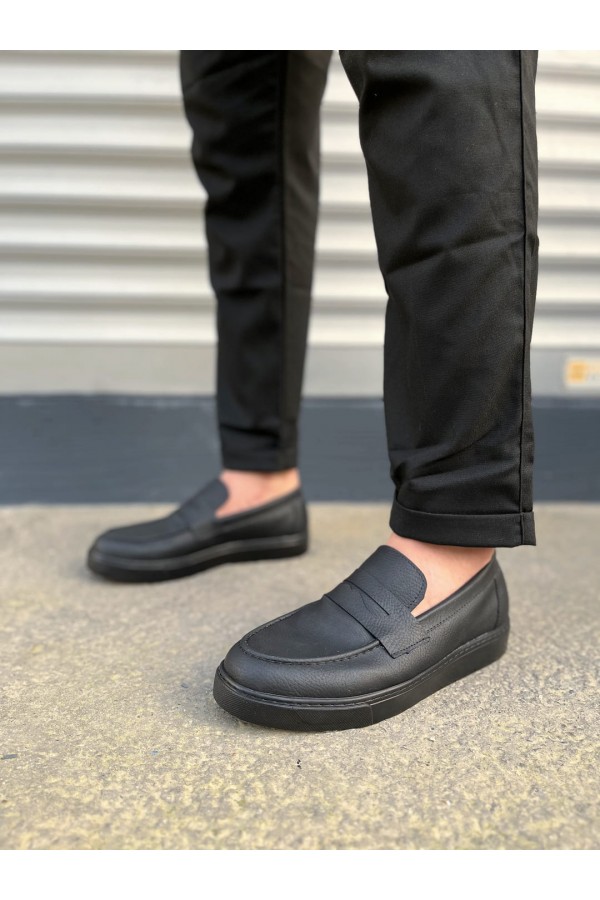 JY180 Estilo X Bağcıksız Cilt Erkek Günlük Spor Klasik Ayakkabı CST - Siyah