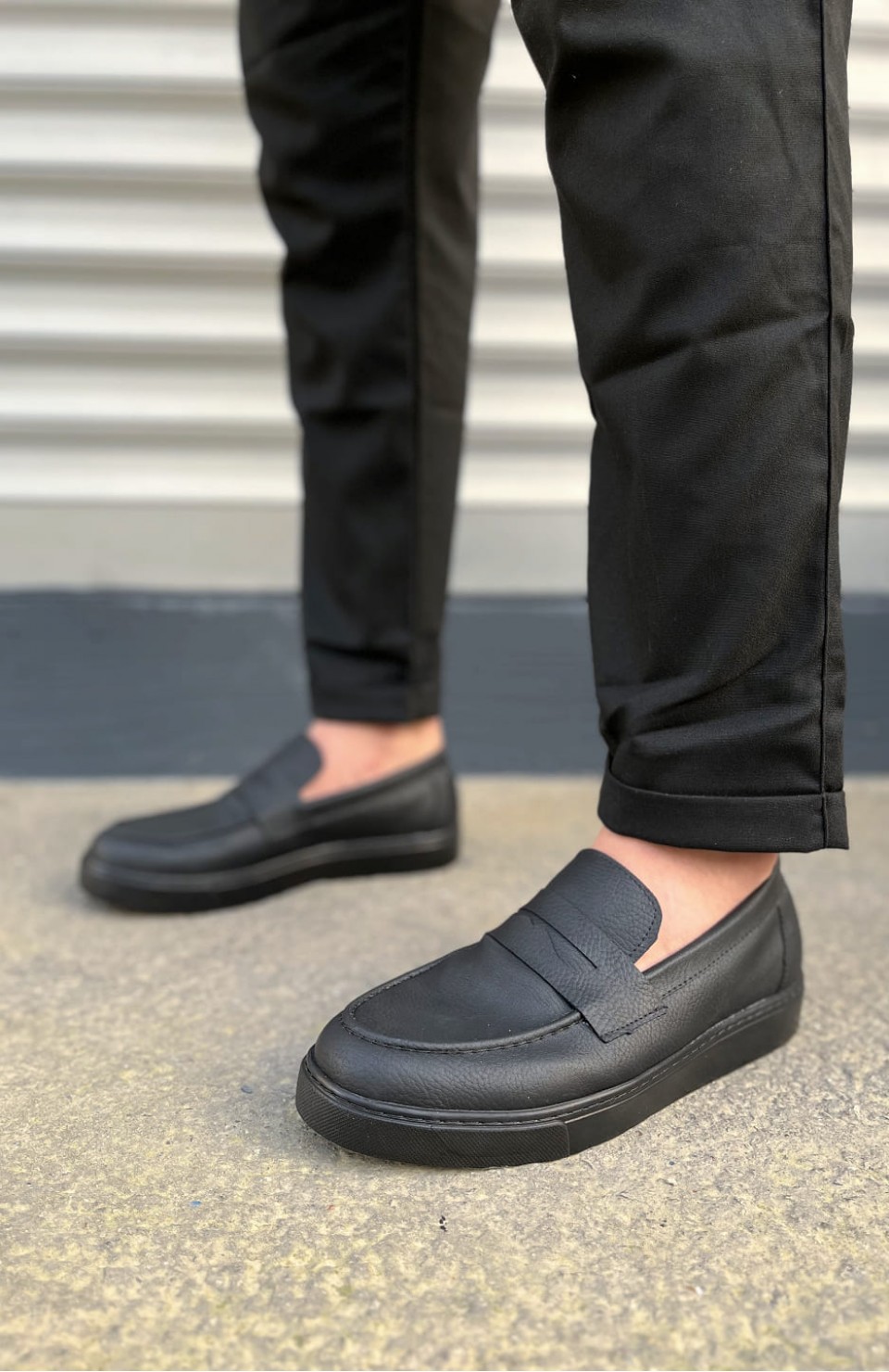 JY180 Estilo X Bağcıksız Cilt Erkek Günlük Spor Klasik Ayakkabı CST - Siyah