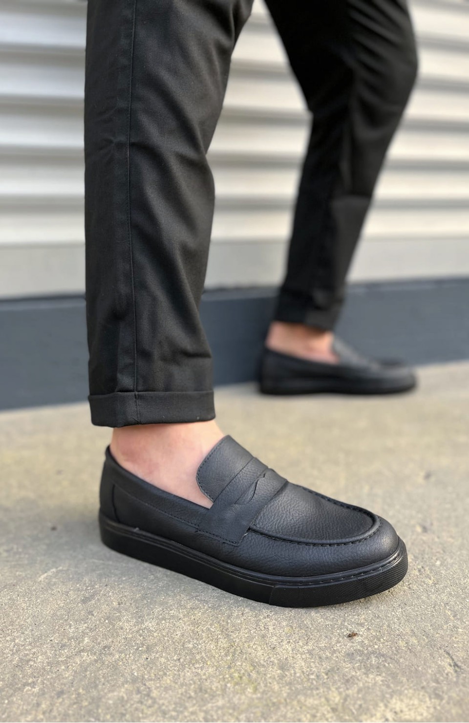 JY180 Estilo X Bağcıksız Cilt Erkek Günlük Spor Klasik Ayakkabı CST - Siyah