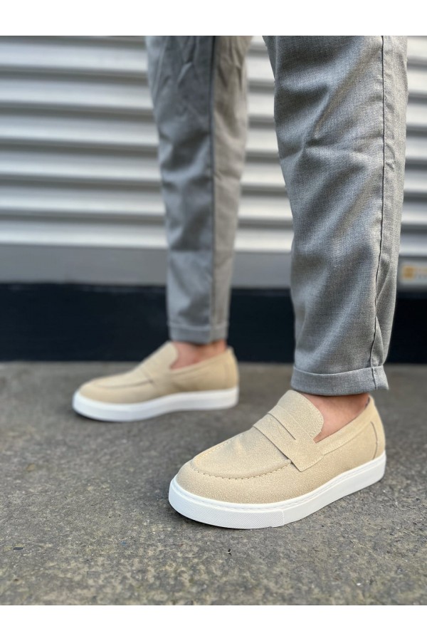 JY180 Estilo X Bağcıksız Süet Erkek Günlük Spor Klasik Ayakkabı SBT - Krem