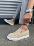 JY180 Estilo X Bağcıksız Süet Erkek Günlük Spor Klasik Ayakkabı SBT - Krem