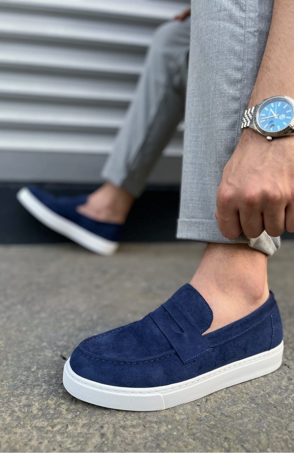 JY180 Estilo X Bağcıksız Süet Erkek Günlük Spor Klasik Ayakkabı SBT - Lacivert