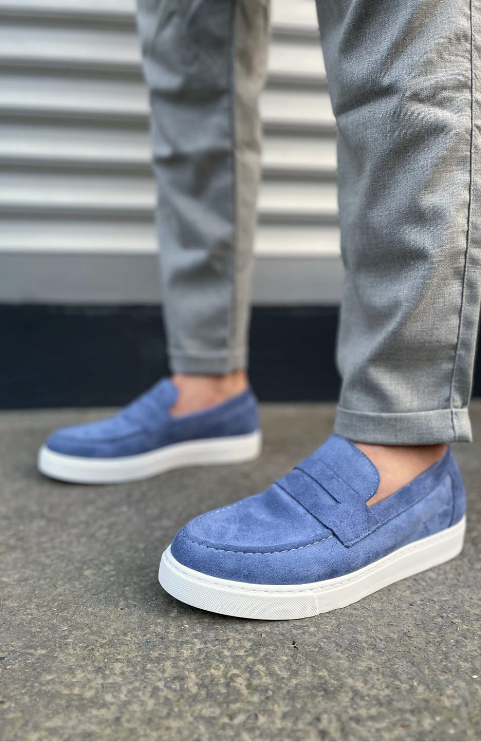 JY180 Estilo X Bağcıksız Süet Erkek Günlük Spor Klasik Ayakkabı SBT - Mavi