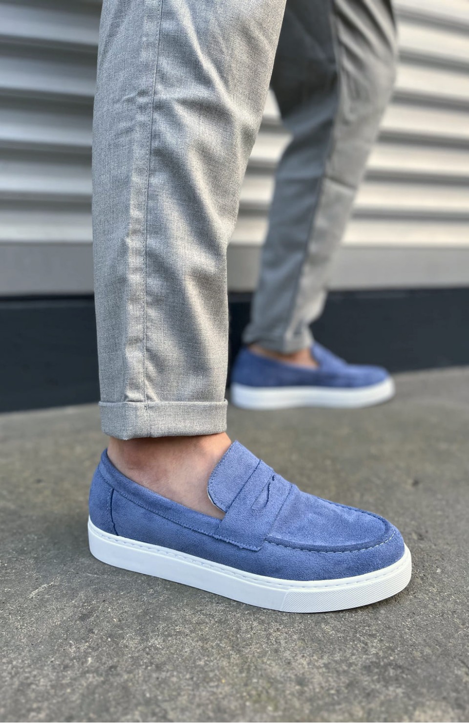 JY180 Estilo X Bağcıksız Süet Erkek Günlük Spor Klasik Ayakkabı SBT - Mavi