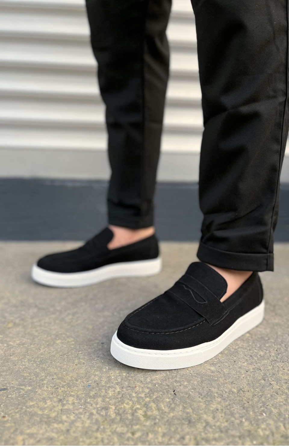 JY180 Estilo X Bağcıksız Süet Erkek Günlük Spor Klasik Ayakkabı SBT - Siyah