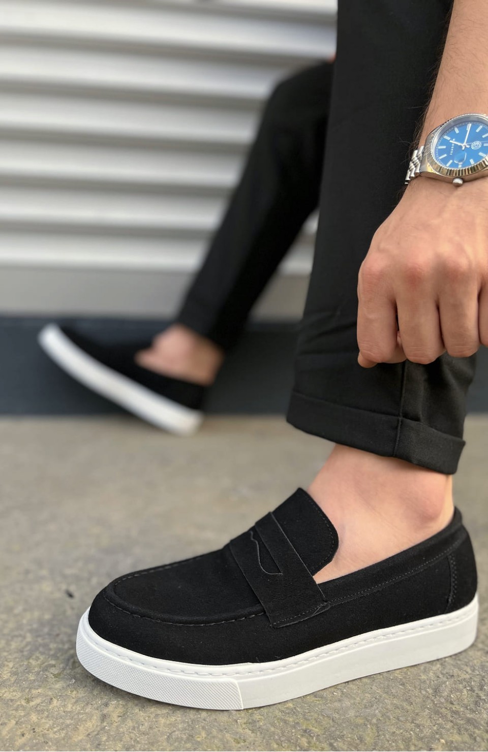 JY180 Estilo X Bağcıksız Süet Erkek Günlük Spor Klasik Ayakkabı SBT - Siyah