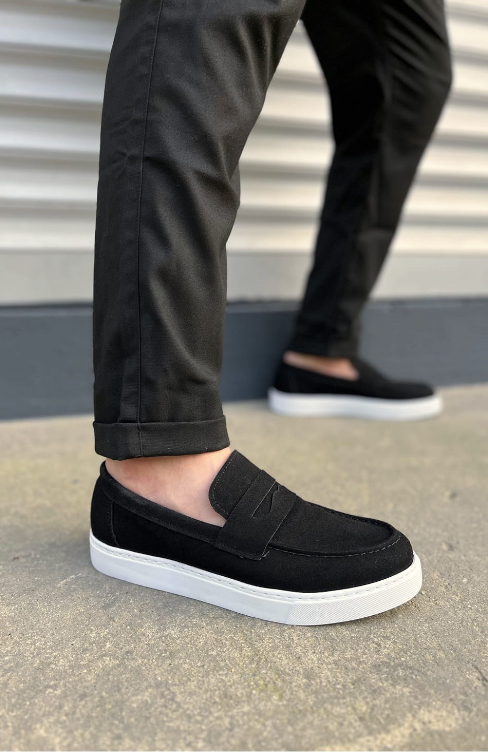 JY180 Estilo X Bağcıksız Süet Erkek Günlük Spor Klasik Ayakkabı SBT - Siyah