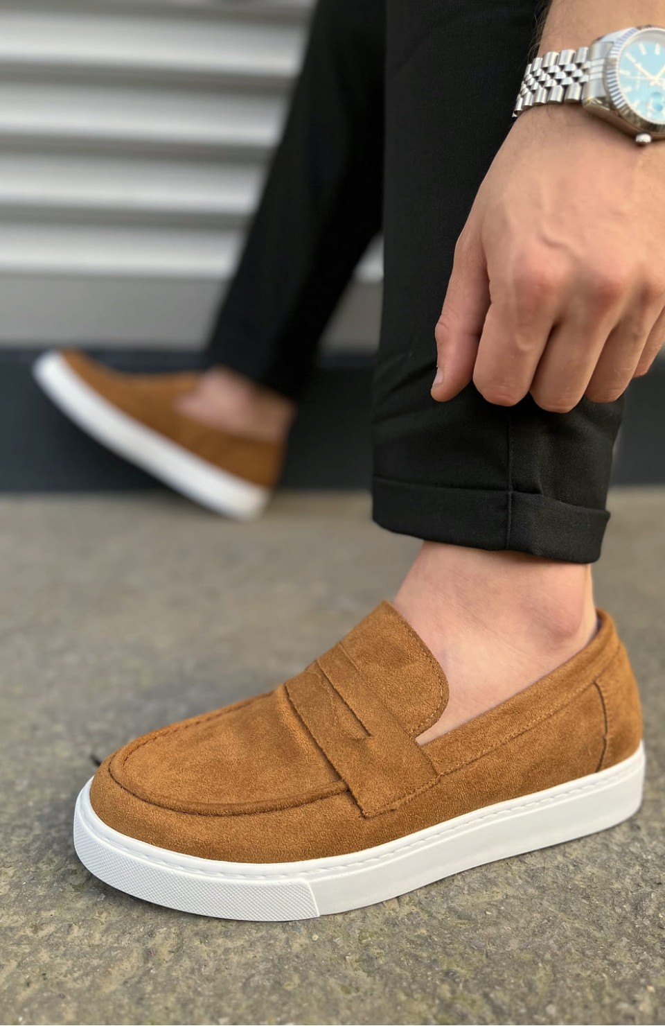 JY180 Estilo X Bağcıksız Süet Erkek Günlük Spor Klasik Ayakkabı SBT - Taba