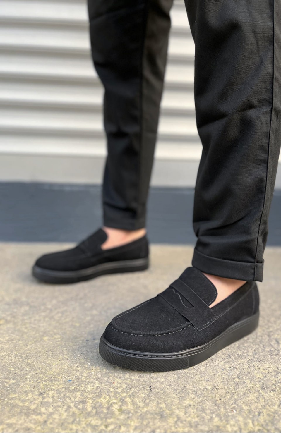 JY180 Estilo X Bağcıksız Süet Erkek Günlük Spor Klasik Ayakkabı SST - Siyah