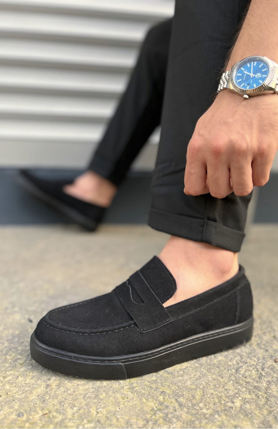 JY180 Estilo X Bağcıksız Süet Erkek Günlük Spor Klasik Ayakkabı SST - Siyah