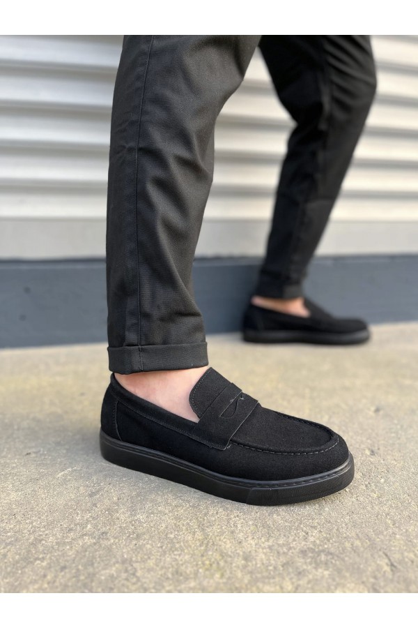 JY180 Estilo X Bağcıksız Süet Erkek Günlük Spor Klasik Ayakkabı SST - Siyah