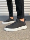JY204 Flex Bağcıklı Keten Kumaş Erkek Günlük Sneaker Ayakkabı KBT - Siyah
