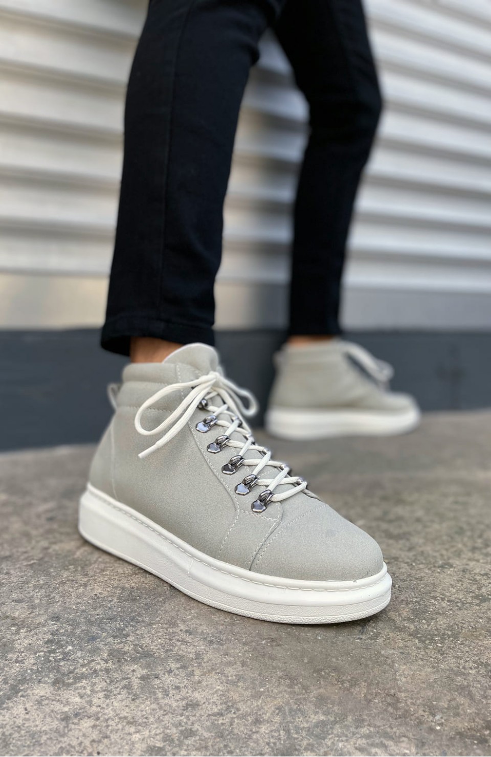 JY206 Ottawa Bağcıklı Ortopedik Taban Süet Erkek Spor Bot SBT - Gri