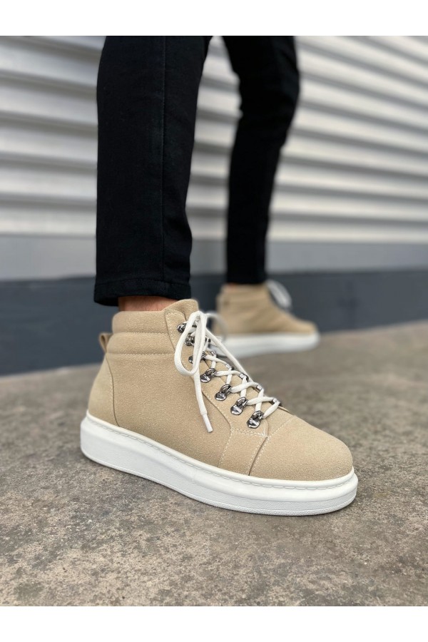 JY206 Ottawa Bağcıklı Ortopedik Taban Süet Erkek Spor Bot SBT - Krem