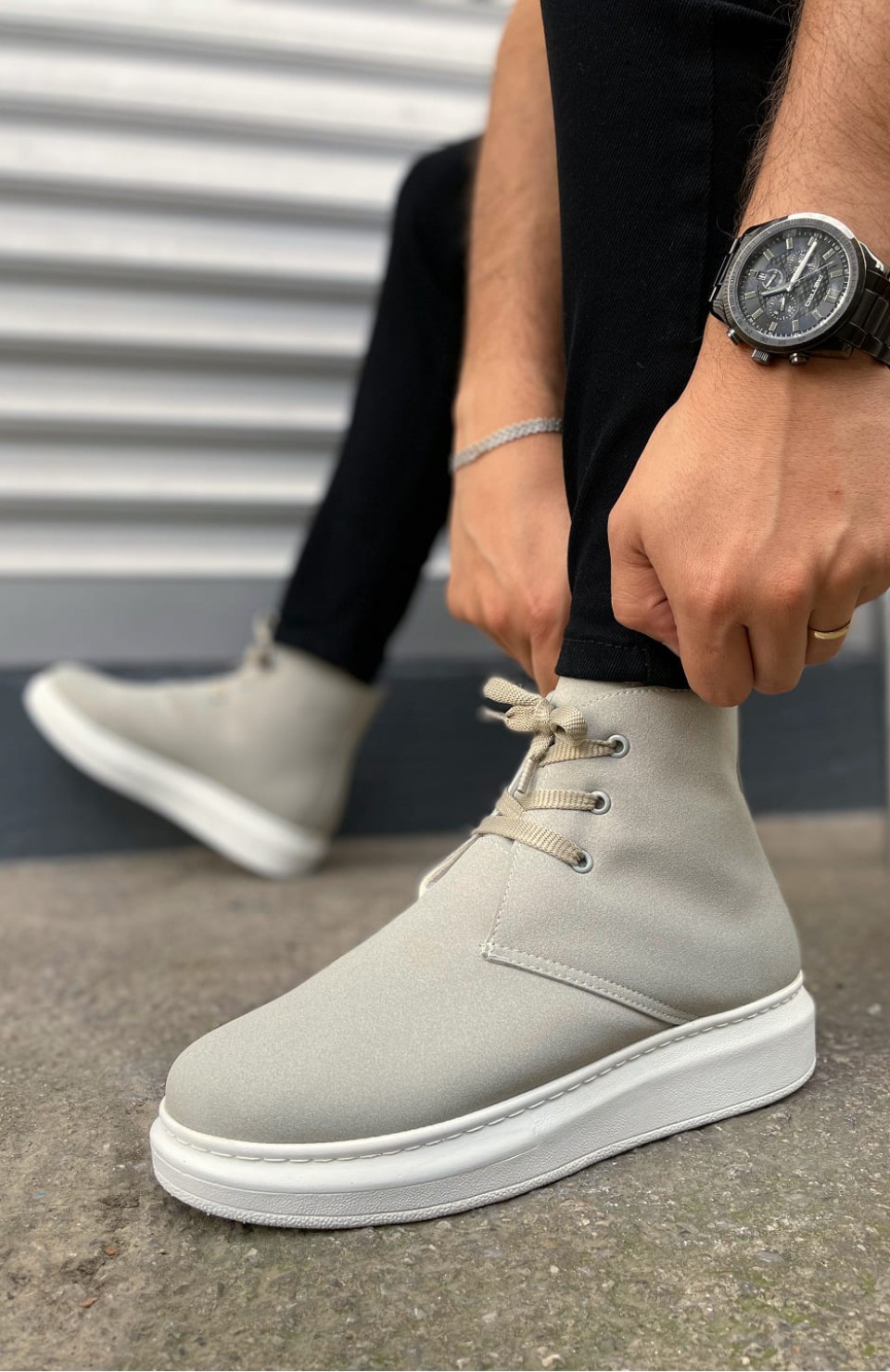 JY207 Oslo Bağcıklı Ortopedik Taban Süet Erkek Spor Bot SBT - Gri